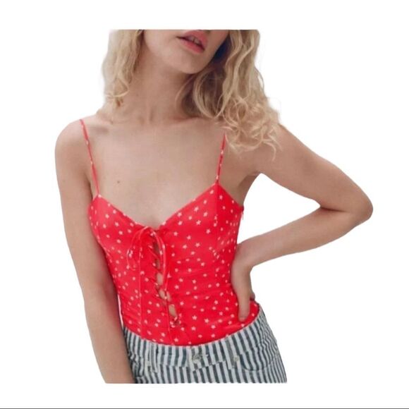 NWT Zara Medium Red Star Bodysuit - Picture 1 of 8